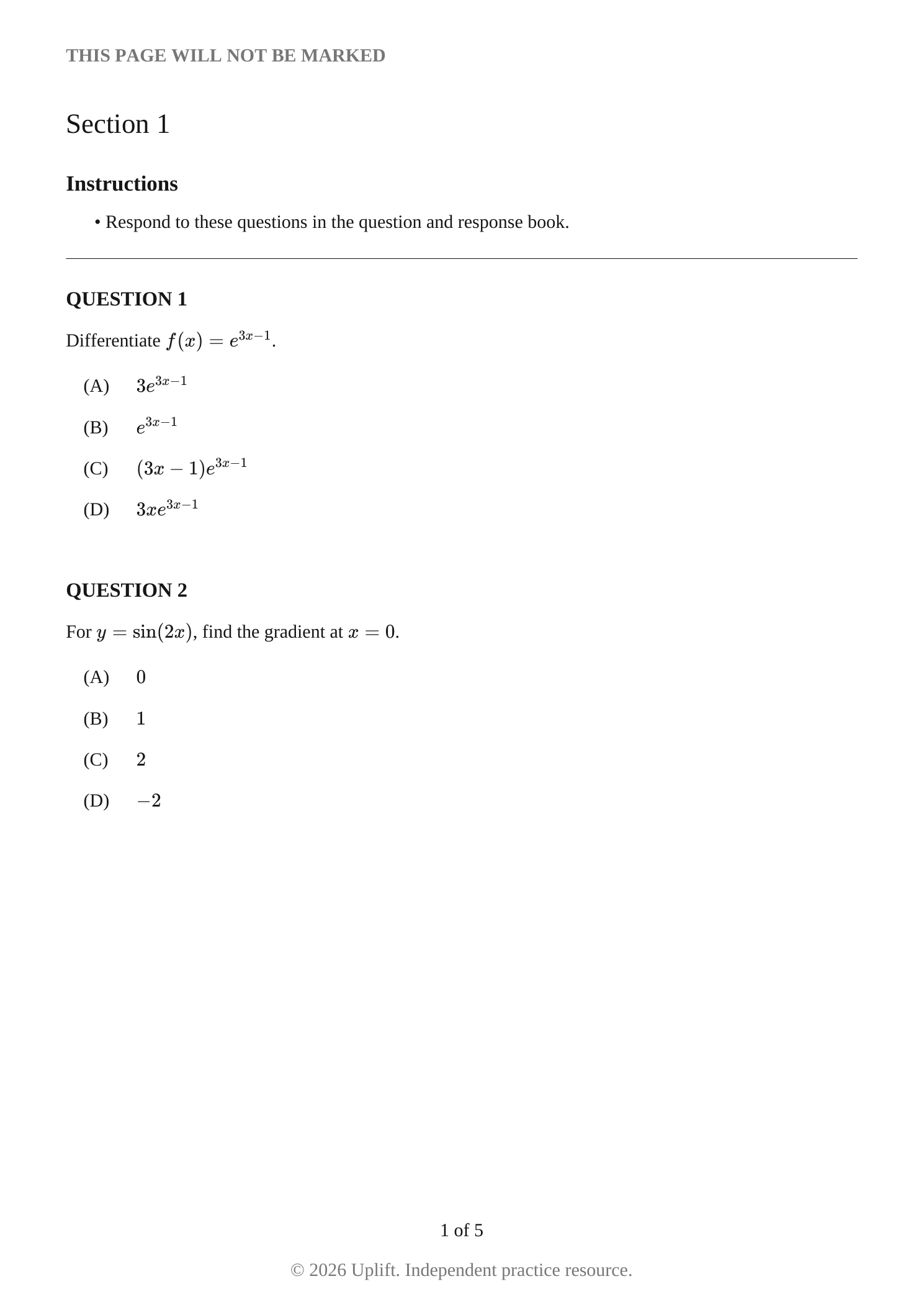 Paper 1 — Multiple choice, page 2 of 6